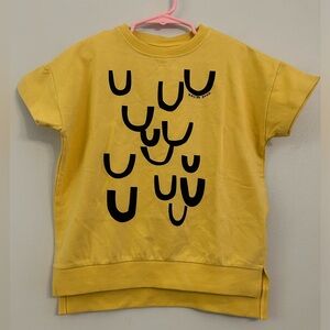 Beau Loves Yellow Short Sleeve Upside Down Tee 4/5 NWT